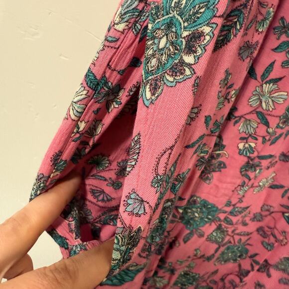 J. Jill Women's Lotus Floral Maxi Dress Pink Teal Print Tank Flowy Loose 4X - Picture 5 of 9